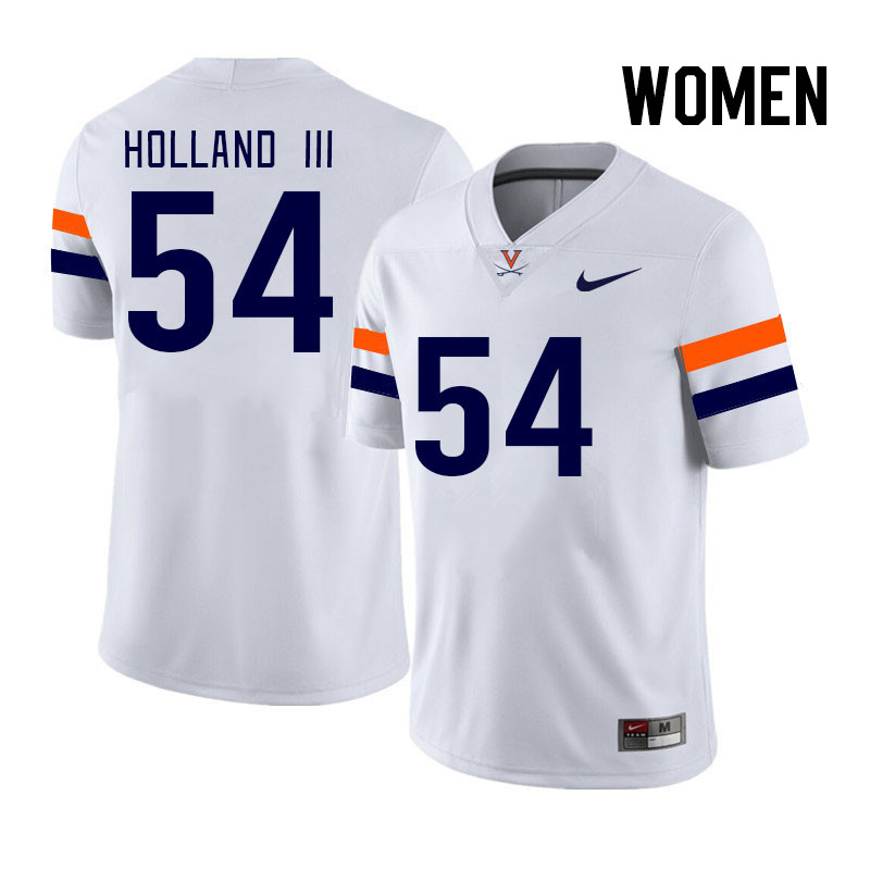 Women #54 Joseph Holland III Virginia Cavaliers College Football Jerseys Stitched Sale-White - Click Image to Close